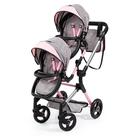 Boneca gêmea Pram Bayer Neo cinza/rosa com borboleta 45cm