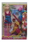 Boneca Happy girl Loira Com Cachorro Happy 30cm