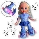 Boneca Infantil Com Luzes Música Patina Canta Dança Amy Azul