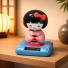 Boneca Japonesa Kokeshi Solar Balança Cabeça Rosa Gueixa Boneca Japonesa Kokeshi Solar Balança Cabeça Rosa Gueixa