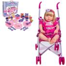 Boneca Kiss Estilo Reborn Loira 912 + Carrinho e Jantarzinho
