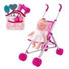 Boneca Little Baby Minha Primeira Oração + Carrinho e Bolsa