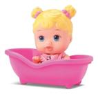 Boneca Little Dolls Banheirinha Loira Divertoys Toda em Vinil Macio com Toalhinha Banho Banheira Presente Criança Menina Infantil Original INMETRO