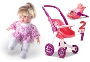 Boneca Macia Soft Hair mais Carrinho de passeio Confort Baby 2 em 1 Kit