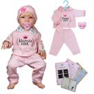 Boneca Mamãe Reborn Menina Bebê Pijama Olhos Azuis 55cm