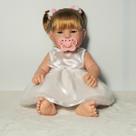 Boneca Maya Realista Vinil Siliconado Com Acessórios Body Rosa Vestido Luxo Bebê Presente Menina Criança Infantil Luxo Batismo Day Luna Original