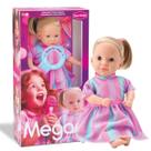 Boneca Megan Loira 42cm Canta Canções Vestido Rosa Infantil