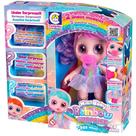 Boneca mini baby rainbow surprise faz xixi com mechas verdes 21cm cotiplas