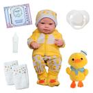 Boneca Minina Realista 100% Vinil Roupa Pato e Acessórios