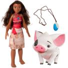 Boneca Moana Original Grande 55cm + Porquinho Pua Moana