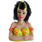 Boneca Namoradeira Morena Grande com Faixa no Cabelo - Amarela