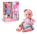 Boneca New Born Primeiros Cuidados Faz Xixi Abre e Fecha os Olhos 36cm Com Acessórios Mamadeira Fralda Original Divertoys Brinquedo Menina