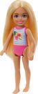 Boneca pequena Barbie Chelsea com listras de maiô e estampa floral Boneca pequena Barbie Chelsea com listras de maiô e estampa floral