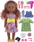 Boneca preta GAGAKU de 14 polegadas para meninas de 1 a 6 anos com roupas e acessórios