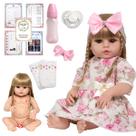 Boneca Reborn 100% Silicone Loira Princesa Com Acessórios