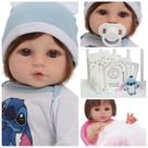 Boneca Reborn 100% Vinil Roupa Stitch e Pelúcia + Acessórios