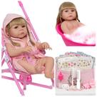 Boneca Reborn Abigail 100% Silicone Com Carrinho Bolsa Itens