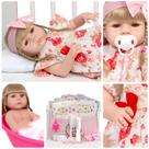 Boneca Reborn Abigail Loira Vestido Florido 20 Acessórios