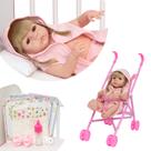 Boneca Reborn Abigail Recém Nascida Roupão Carrinho Passeio