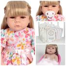 Boneca Reborn Alice Corpo 100% Silicone Cabelo Longo Enxoval