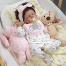 Boneca Reborn BABESIDE - Menina Negra 43cm com Roupas e Brinquedos
