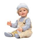 Boneca Reborn Baby Doll Anano Yannik Blue Silicone, corpo inteiro, 55 cm