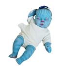 Boneca Reborn Baby Doll Peachs Blue Silicone 50 cm com roupas