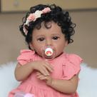 Boneca Reborn Baby Doll SCOM realista de 45 cm preta afro-americana