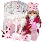 Boneca Reborn Bebê Abigail Girafa 100% Silicone + Acessórios