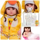 Boneca Reborn Bebê Cabelo Castanho Linda Kit 12 Itens