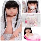 Boneca Reborn Bebê Com Chupeta Bolsa Pelúcia Coelhinho