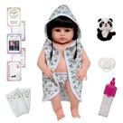 Boneca Reborn Bebê Corpo de Silicone Saída de Banho Panda
