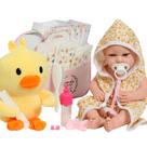 Boneca Reborn Bebê Larinha 43cm Com Saída de Banho Patinho