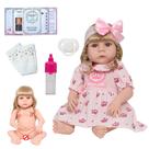 Boneca Reborn Bebe Loira 100% Vinil Siliconado Kit 13 Itens
