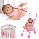Boneca Reborn Bebê Loira Kit Bolsa Acessórios + Carrinho Boneca Reborn Bebê Loira Kit Bolsa Acessórios + Carrinho