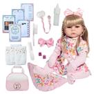 Boneca Reborn Bebê Loira Realista Fofinha + Bolsa Acessórios