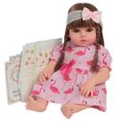 Boneca Reborn Bebê Menina 46cm Cabelo Castanho Com Itens