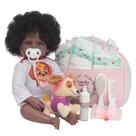 Boneca Reborn Bebê Menina Negra Com Bolsa Kit Acessórios