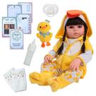 Boneca Reborn Bebê Menina Princesa 100% Silicone + Kit Itens