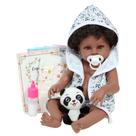 Boneca Reborn Bebê Negra Com Saída de Banho Pandinha Fofa