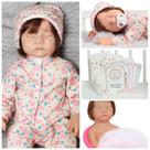 Boneca Reborn Bebê Princesa Com Cabelo Fio a Fio Kit Itens