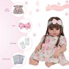 Boneca Reborn Bebê Realista Grande Com Vestido Florido