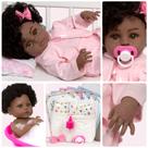 Boneca Reborn Bebê Realista Negra Pijama Roupão 13 Itens Boneca Reborn Bebê Realista Negra Pijama Roupão 13 Itens