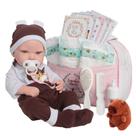Boneca Reborn Careca com Bolsa e Roupinha Capivara Fofo