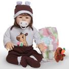 Boneca Reborn com Roupinha Capivara e Pelúcia Fofo