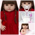 Boneca Reborn de Silicone Menina Fofa + 13 Itens Enxoval