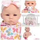 Boneca Reborn De Silicone Recém Nascida Olhos Azuis Fofa