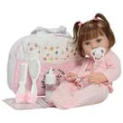 Boneca Reborn Fio a Fio com Acessórios Menina Pagão Rosa Boneca Reborn Fio a Fio com Acessórios Menina Pagão Rosa