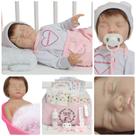 Boneca Reborn Fio a Fio Corpo 100% Vinil Com Bolsa Itens