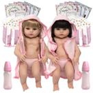 Boneca Reborn Gêmeas de Silicone Loira Morena Envio Imediato